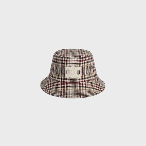 CELINE Triomphe Bob in prince of Wales wool | CELINE bucket hat (beige)