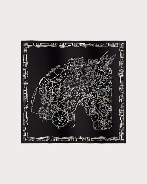 HERMES Complication Equestre Embroidered Scarf 90 | Hermès scarf (black)