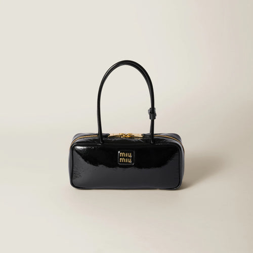 MIU MIU Beau Naplak Patent Leather Bag | Miu Miu Handbag (Black)