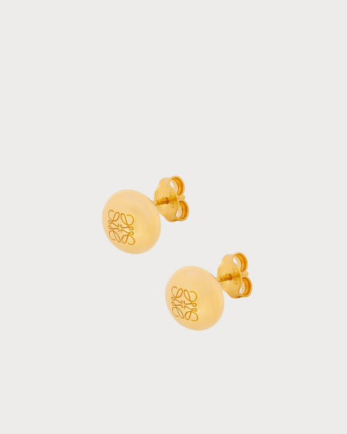 LOEWE Anagram Pebble Stud Earrings in Sterling Silver | 羅意威 耳環 (Gold)