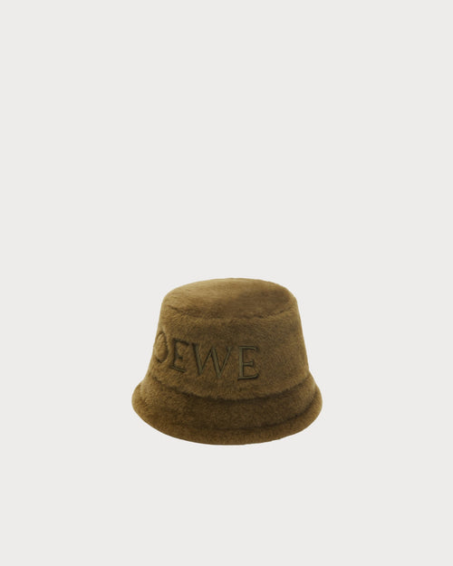 LOEWE Shearling Bucket Hat | 羅意威 羊毛帽 (Dark Khaki Green)