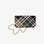 BURBERRY Check Chain Strap Wallet Black | 博柏利 銀包連鏈帶 (黑色)