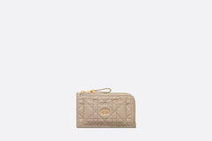 CHRISTIAN DIOR Caro Cosmos Zipped Card Holder | 迪奧 卡套銀包 (Beige)