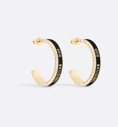 CHRISTIAN DIOR Large Dior Night Code Hoop Earrings Gold-Finish Metal, White Crystals | Dior Earrings (Multicolor)