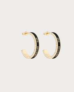 CHRISTIAN DIOR Large Dior Night Code Hoop Earrings Gold-Finish Metal, White Crystals | 迪奧 耳環 (多色)