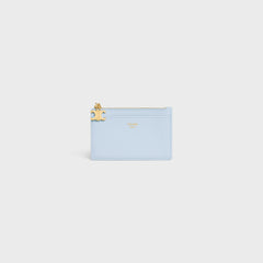 CELINE Zipped Card Holder Triomphe Charms In Grained Calfskin | Celine card holder (multi-color)