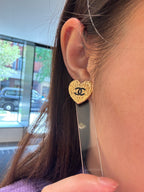 CHANEL Gold Heart CC Earrings | 香奈兒 耳環 (金色)