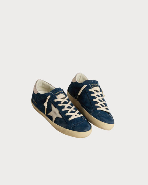GOLDEN GOOSE Women's Super-Star LTD in blue suede with white star | GOLDEN GOOSE Women's Super-Star LTD in blue suede with white star (blue)