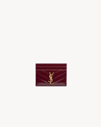 YSL SAINT LAURENT Cassandre Matelassé Card Case in Patent Leather | CASSANDRE MATELASSÉ Card Holder, Patent Leather (Dark Red)