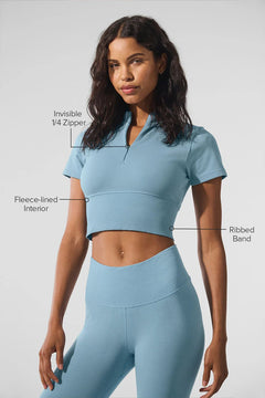 ALO YOGA Seamless Winter Warm Plush Cropped Short Sleeve | 無縫冬季保暖絨毛短版短袖上衣 (多色) - LondonKelly 英國名牌代購