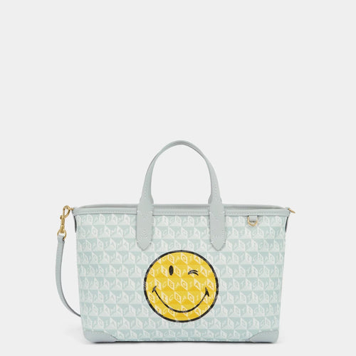 ANYA HINDMARCH I Am A Plastic Bag XS Wink Zipped Cross - body Tote | 安雅·希德瑪芝 I Am A Plastic Bag XS Wink 拉鍊斜背托特包(霜白色) - LondonKelly 英國名牌代購