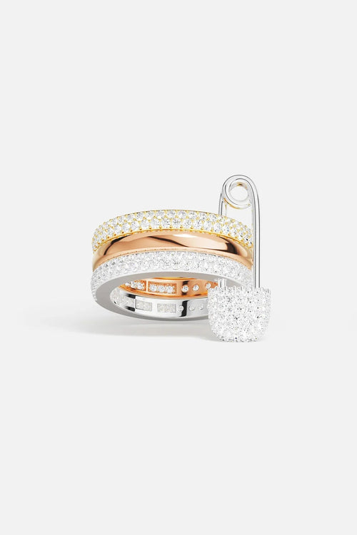 APM MONACO A22271XTRH Love, Smile, Bonheur Triple Hoop Safety Pin Ring | 三環安全別針戒指 (銀色金色及玫瑰金) - LondonKelly 英國名牌代購