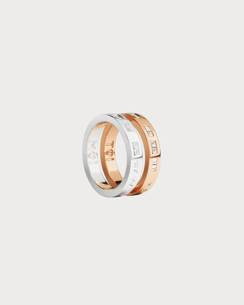 APM MONACO A22763OXP TOI MOI Morse Code Rings | 摩斯密碼戒指 (銀色與玫瑰金) - LondonKelly 英國名牌代購