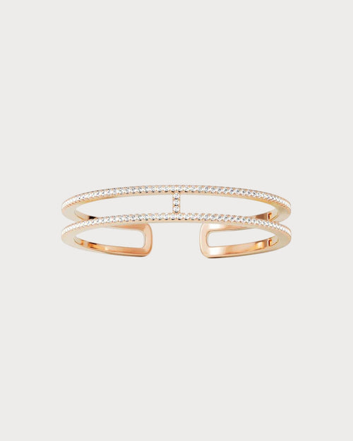 APM MONACO PB5122OX Double Line Pave Cuff | 雙排鑲石手鐲 (玫瑰金) - LondonKelly 英國名牌代購