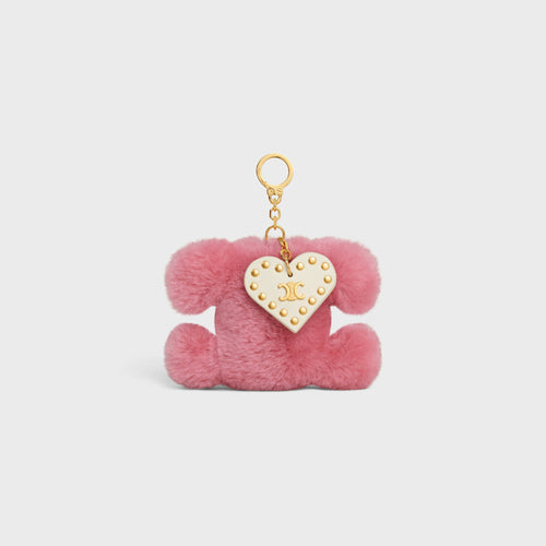 CELINE Triomphe Pom - Pom Keyring With Heart In Shearling | 賽琳 鎖匙扣 (粉紅色) - LondonKelly 英國名牌代購