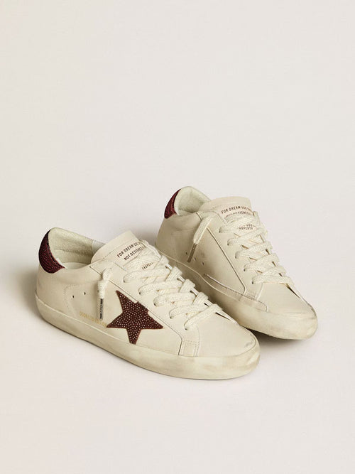 GOLDEN GOOSE Women’s Super - Star LTD with suede star and heel tab with Swarovski crystals | 黃金鵝 女款 Super - Star LTD 搭配麂皮星星與施華洛世奇水晶後跟標籤(白色) - LondonKelly 英國名牌代購