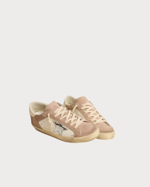 GOLDEN GOOSE Women’s Super - Star sneakers in pink suede with silver metallic leather star | 黃金鵝 女款 Super - Star 粉色麂皮球鞋,搭配銀色金屬皮革星星(粉色與米色) - LondonKelly 英國名牌代購