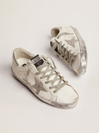 GOLDEN GOOSE Women's Super - Star with silver sparkle foxing and metal stud lettering | 黃金鵝 女款 Super - Star 搭配銀色閃亮鞋邊與金屬鉚釘字母(白色) - LondonKelly 英國名牌代購