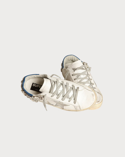 GOLDEN GOOSE Women's Super - Star with Swarovski stone decoration | 黃金鵝 女款 Super - Star 搭配施華洛世奇水鑽裝飾(白色) - LondonKelly 英國名牌代購