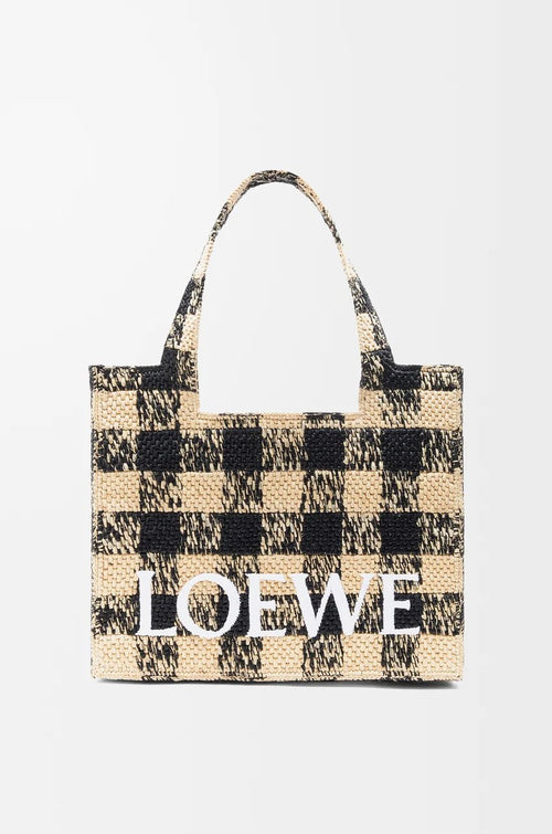 Loewe Large Loewe Font Tote in Raffia | 羅意威 草編袋 (米黑色) - LondonKelly 英國名牌代購
