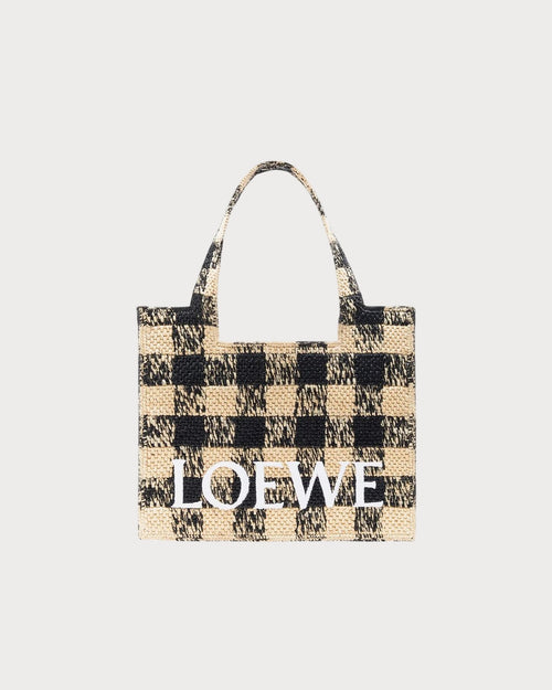 Loewe Large Loewe Font Tote in Raffia | 羅意威 草編袋 (米黑色) - LondonKelly 英國名牌代購