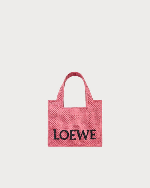 LOEWE Mini Font Tote Raffia Pink | 羅意威 草編袋 (粉紅色) - LondonKelly 英國名牌代購