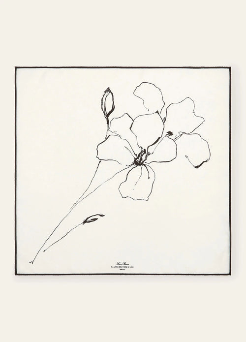 LORO PIANA La Linea Del Fiore Di Lino Foulard | 諾悠翩雅 絲巾 (黑白色) - LONDONKELLY 英國名牌代購