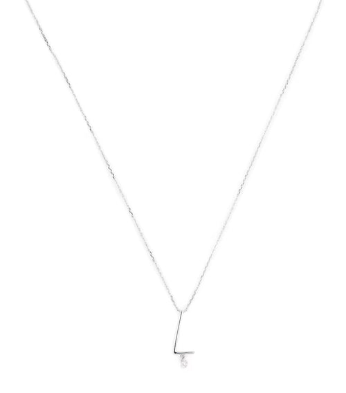PERSEE White Gold and Diamond Alphabet L Necklace | 白金鑽石字母項鍊 (白金) - LondonKelly 英國名牌代購