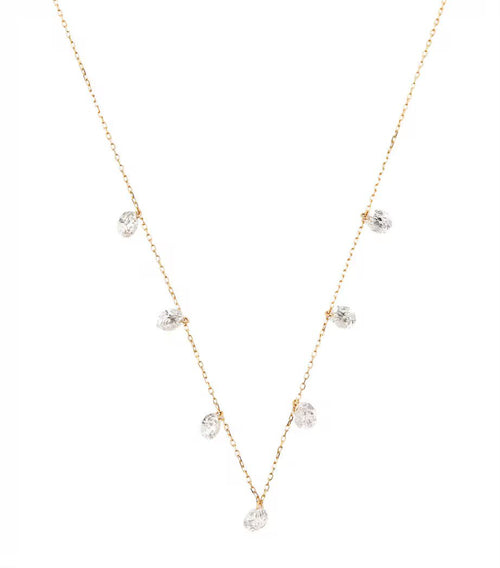 PERSEE Yellow Gold and Diamond 7 - Stone Danae Necklace | 黃金鑽石七顆石頸鏈 (黃金款) - LondonKelly 英國名牌代購