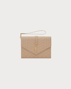 YSL Envelop Flap Grain Leather Pouch (4 Colours) - LONDONKELLY