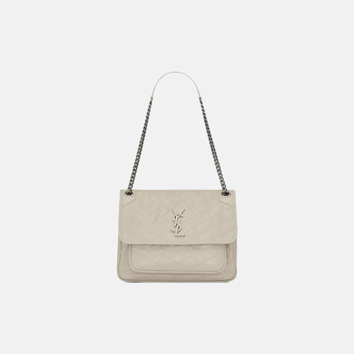 YSL Niki Medium Crinkled Vintage Leather Chain Bag (3 Colours) - LONDONKELLY
