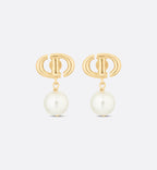 CHRISTIAN DIOR CD Navy Earrings | 迪奧 耳環 (金色)