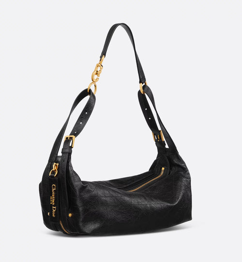 CHRISTIAN DIOR Medium D-Journey Crinkled Calfskin Bag | 迪奧 手袋 (黑色)