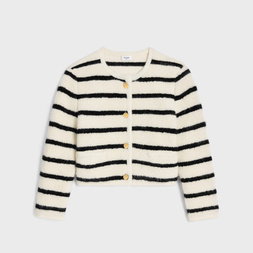 CELINE Mariniere Cardigan Jacket in Wool | 賽琳 羊毛水手風開襟外套（黑色／米白色）