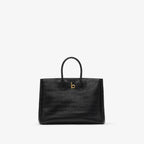 BURBERRY Medium Rocking Horse Tote Croc-Effect Black | 博柏利 鱷魚紋手袋 (中碼/黑色)