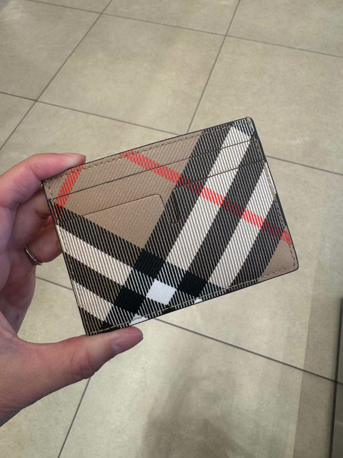 BURBERRY Check Card Case(Sand Beige)