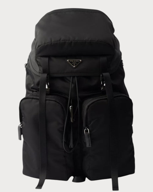 PRADA 2VZ019 Men's Re-Nylon and Saffiano Leather Backpack Black | Prada Men's Backpack (Black)