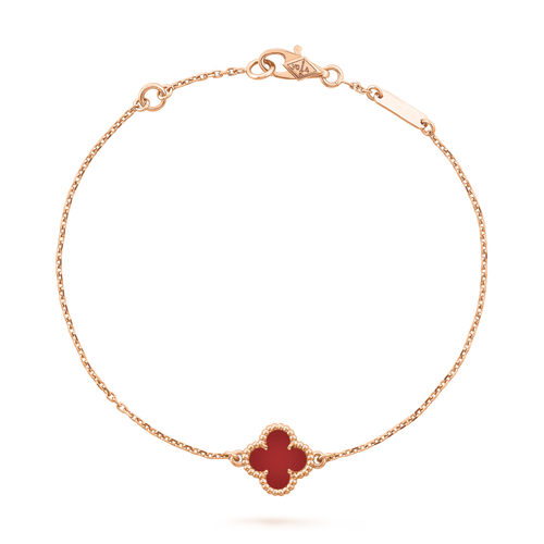 VAN CLEEF & ARPELS Sweet Alhambra Carnelian Bracelet | 梵克雅寶 紅玉髓手鏈 (玫瑰金)