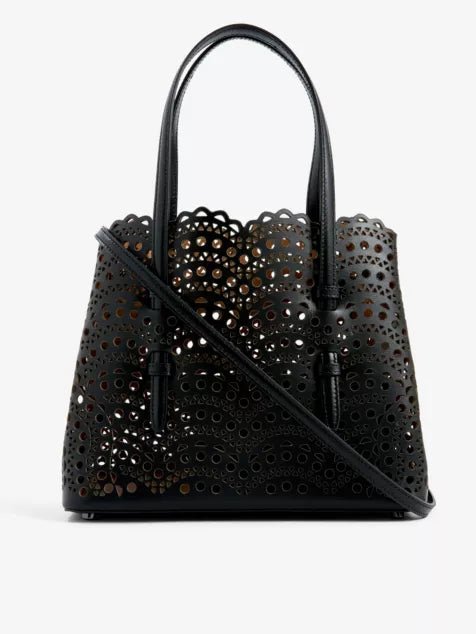 ALAIA Mina Wave 25 Lase - Cut Leather Top - Handle Bag Noir | 手袋 (黑色) - LondonKelly 英國名牌代購