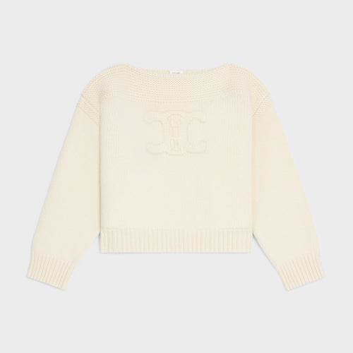 CELINE Boat Neck Sweater in chunky cashmere | 賽琳 厚實羊絨船領毛衣（米白色）