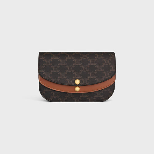 CELINE Duo Wallet On Strap In Triomphe Canvas And Calfskin | 賽琳 銀包運肩帶 (啡色) - LondonKelly 英國名牌代購