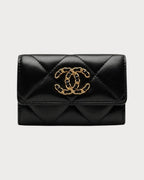 CHANEL AP1790 Classic 19 Flap Card Holder Shiny Lambskin | 香奈兒 卡套銀包 (黑色) - LONDONKELLY 英國名牌代購