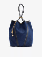 CHLOE Spin Medium Denim And Leather Tote Bag Submarine Blue | 蔻依 水桶袋 (牛仔藍色) - LondonKelly 英國名牌代購