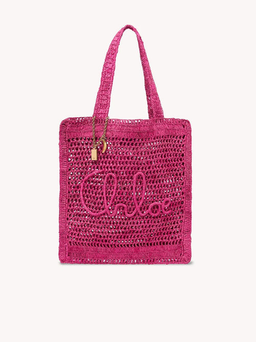 CHLOE Summer Banana Tote Bag In Raffia | 蔻依 草編袋 (粉紅色) - LondonKelly 英國名牌代購