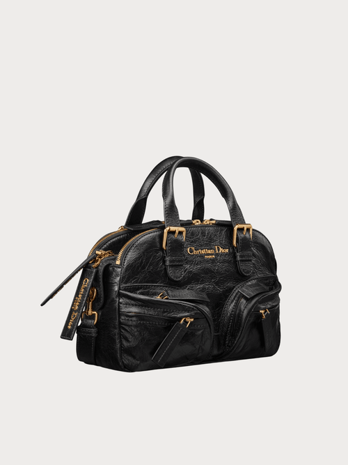 CHRISTAIN DIOR Grand Tour Bowling Bag Crinkled Calfskin(Small/Black) - LONDONKELLY 英國名牌代購