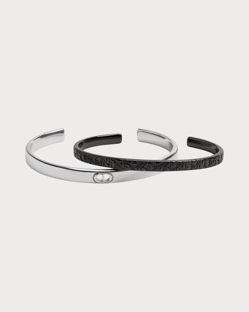 CHRISTIAN DIOR Men's Dior Oblique Bangle Set | 迪奧 手鐲 (黑銀色) - LONDONKELLY 英國名牌代購