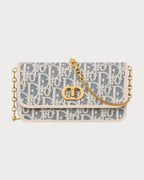 CHRISTIAN DIOR Miss Caro Pouch with Chain Oblique Jacquard(Small/Blue) - LONDONKELLY 英國名牌代購