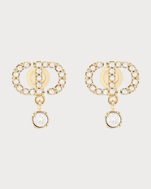CHRISTIAN DIOR Petit CD Earrings Gold - Finish Metal and Silver - Tone Crystals | 迪奧 耳環 (金色) - LONDONKELLY 英國名牌代購