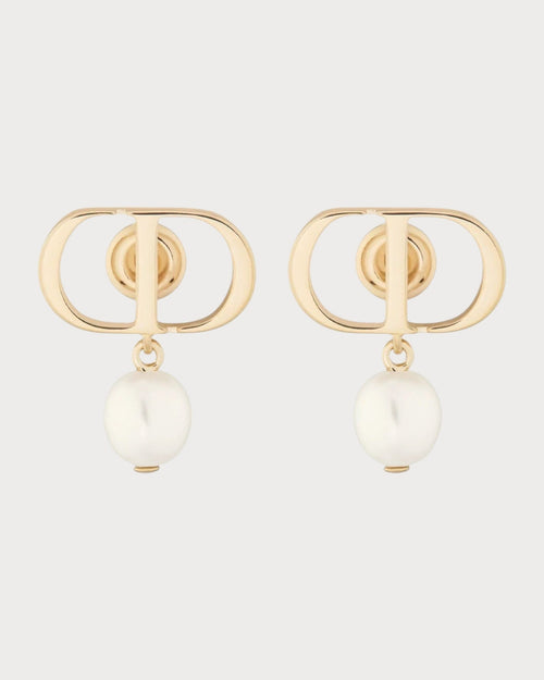 CHRISTIAN DIOR Petit CD Earrings Gold - Finish Metal and White Resin Pearls | 迪奧 耳環 (金色) - LONDONKELLY 英國名牌代購