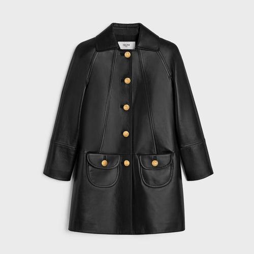 CELINE Coat with Claudine Collar in Soft Lambskin | 賽琳 柔軟小羊皮克勞汀領大衣（黑色）